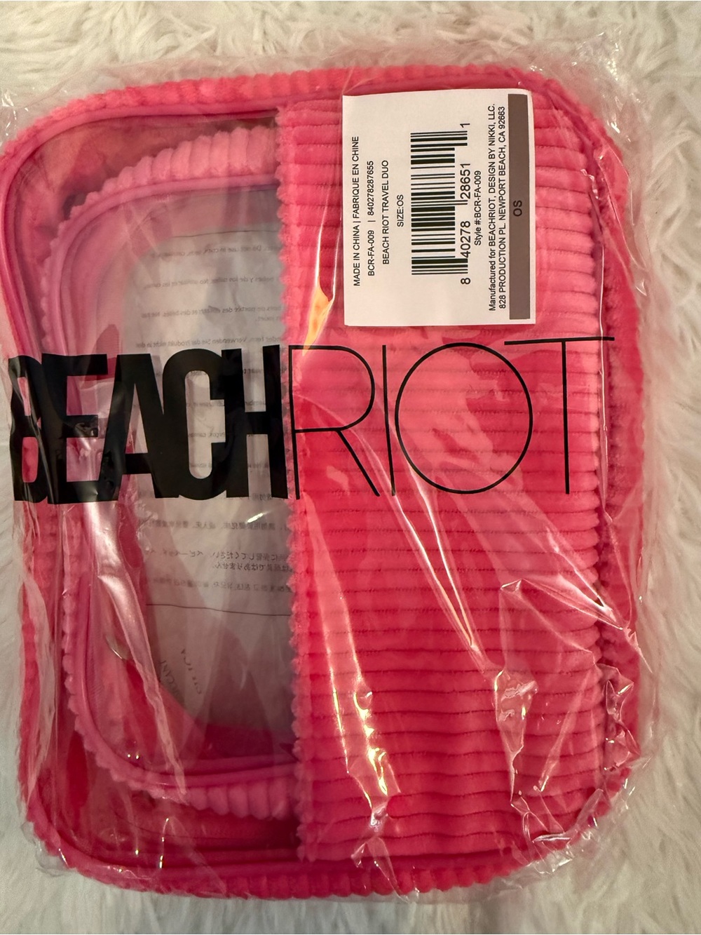 Beach Riot Travel Duo Cosmetic Storage Bag Set Hot Pink NWT